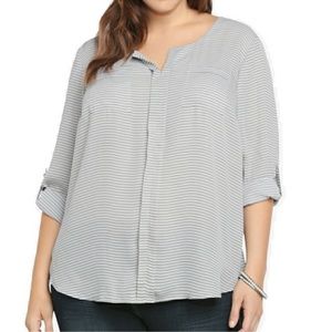 TORRID | gray and white striped blouse size 2X perfect for work!